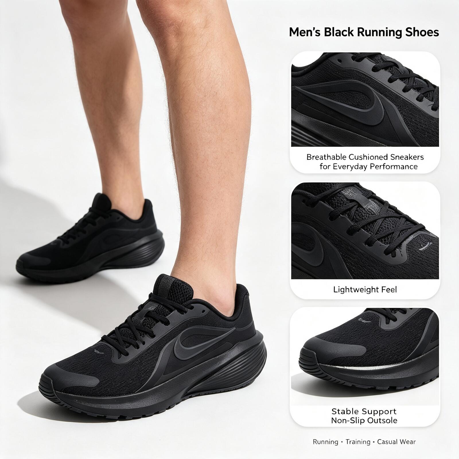 Men'S Shoes Nike Black - Nike Black Men’s Running Shoes Breathable