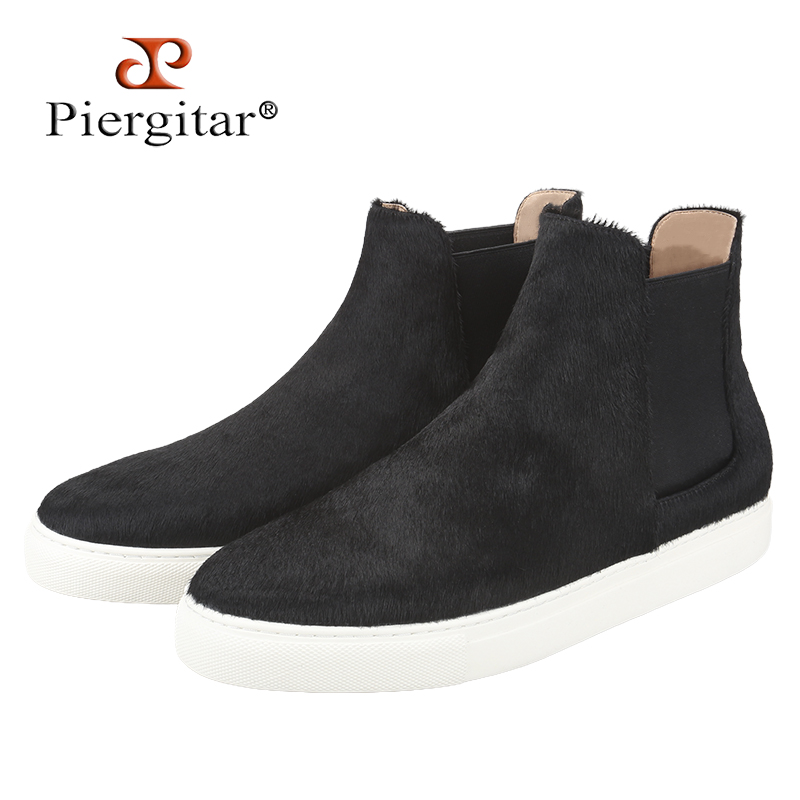 Men'S Shoes Low Top - Piergitar Winter Styles Black Horsehair Men's
