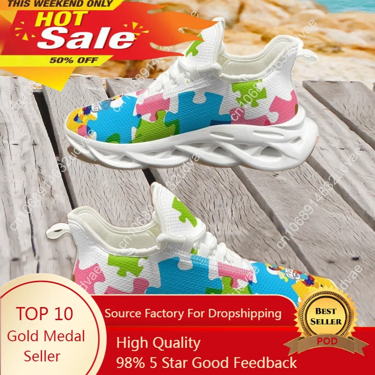 Men Shoes Sneakers - Autism Awareness Sports Running Shoe Color