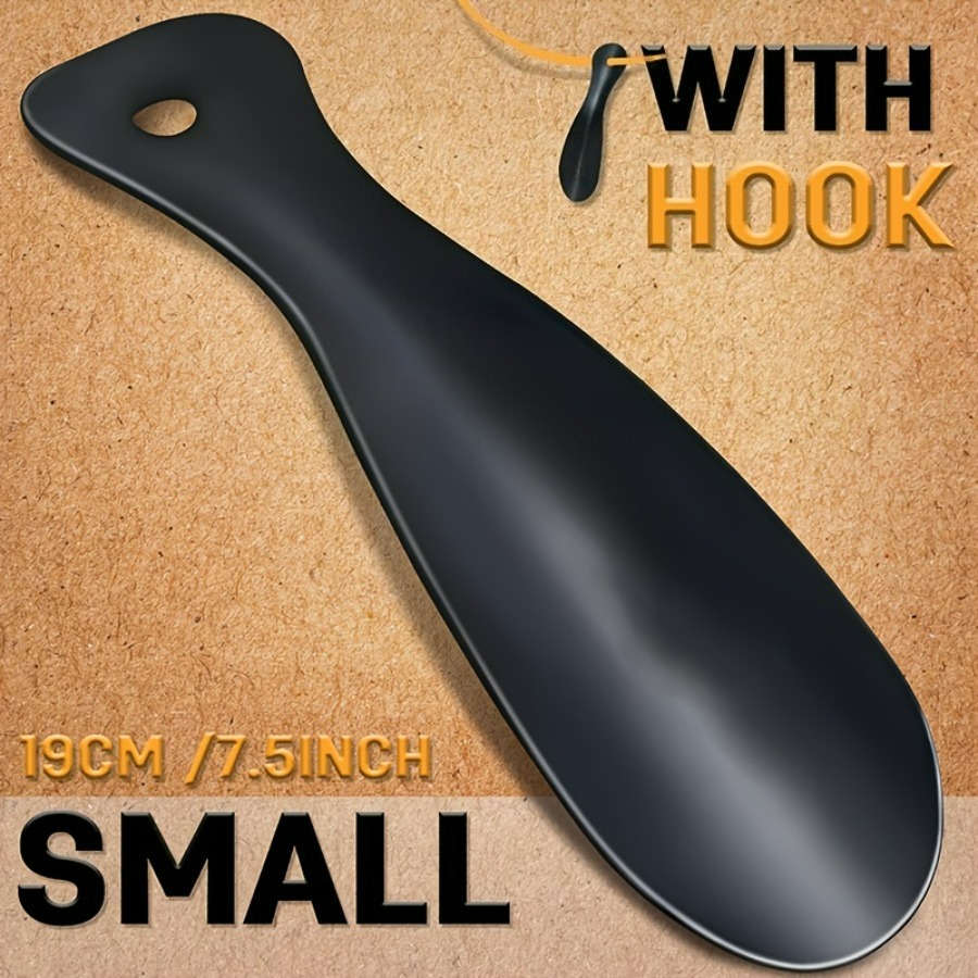 Men Shoes Essentials - Portable Metal Shoe Horn, Compact Black