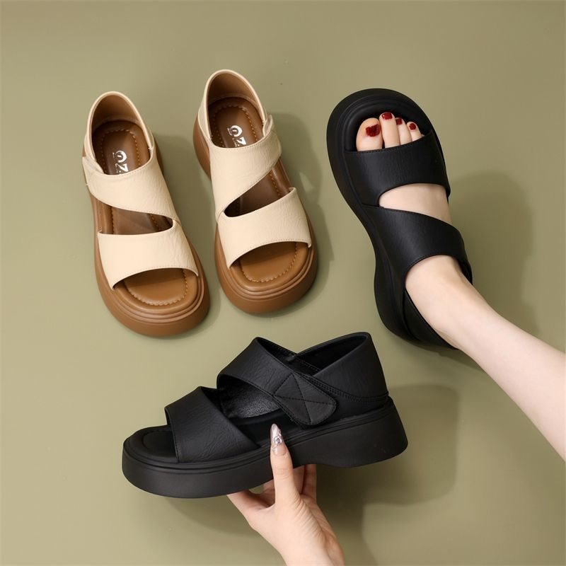 Velcro Strap Sandal - 2026 Summer New Soft-Soled Versatile Black