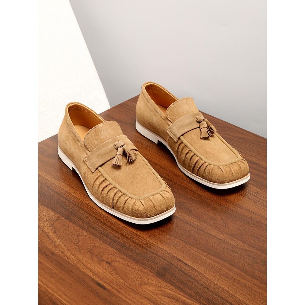 Men'S Shoes Drivers - Genuine Leather Tassel Suede Square Toe