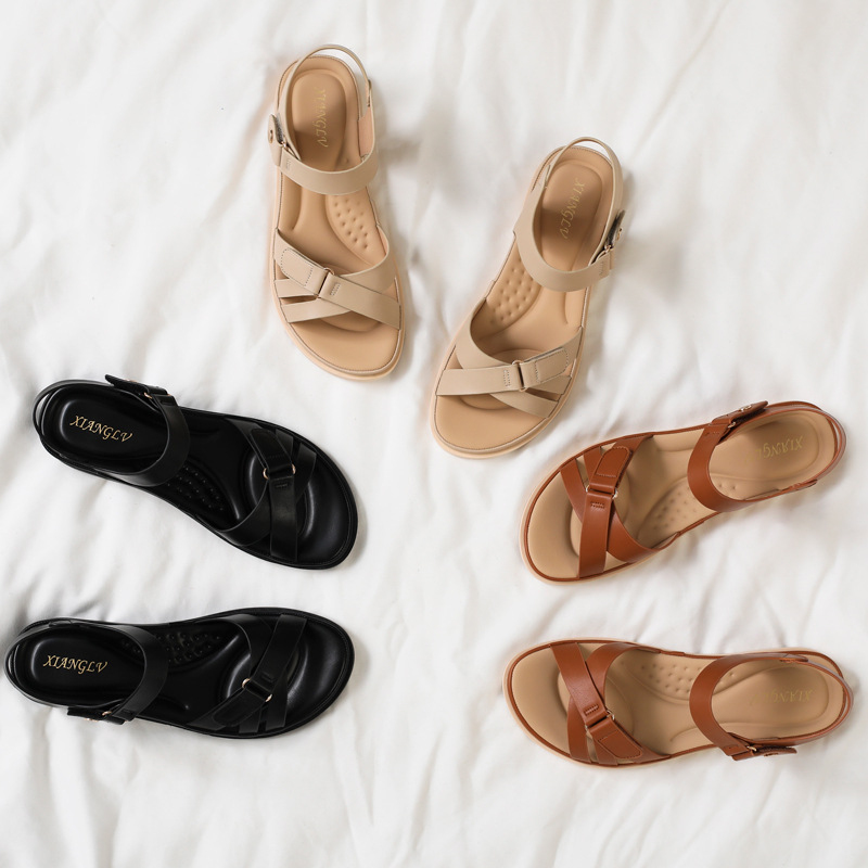 Flat-soled fashionable outdoor - Velcro Strap Sandal ulasan dan harga