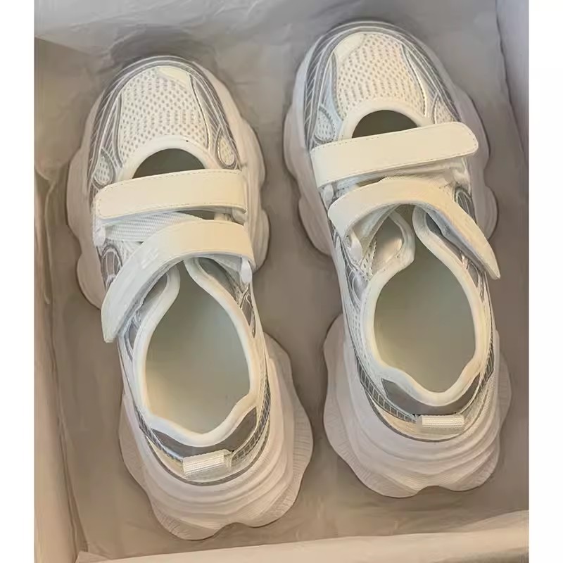 Metallic Silver Hollow Out Pla - Velcro Strap Sandal ulasan dan harga