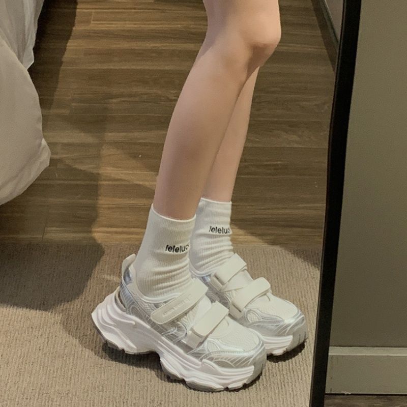 Metallic Silver Hollow Out Pla - Velcro Strap Sandal ulasan dan harga