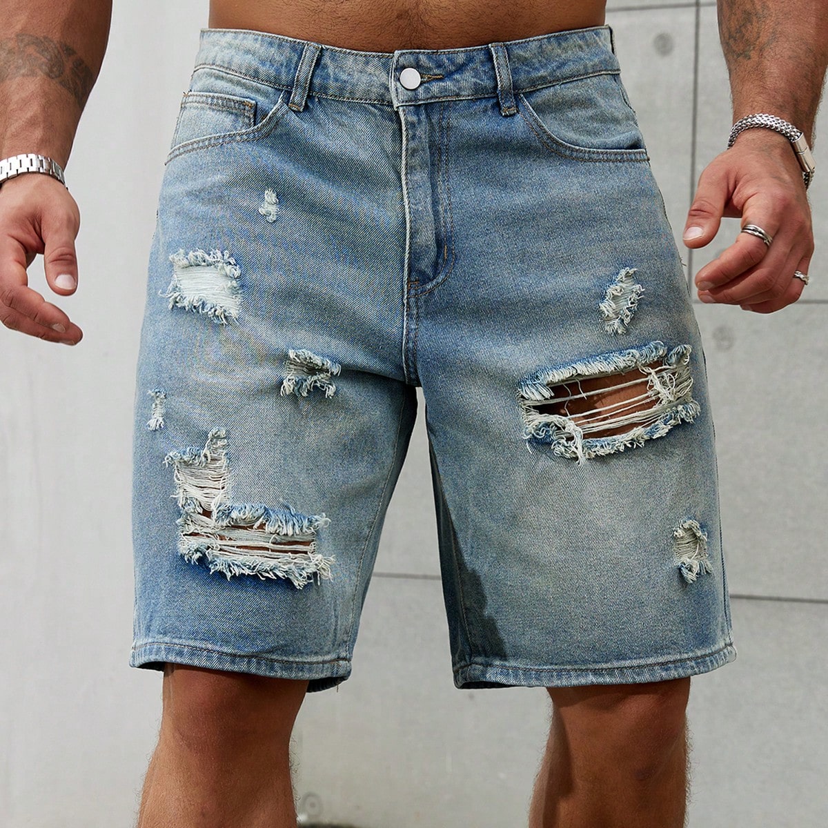 New Fashion Mens Ripped Short  - Men'S Shoes With Jeans ulasan dan harga