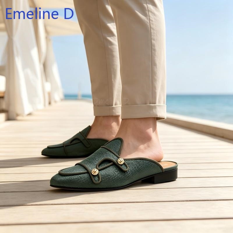 Woven Textile Backless Loafer  - Men Shoes Loafers ulasan dan harga