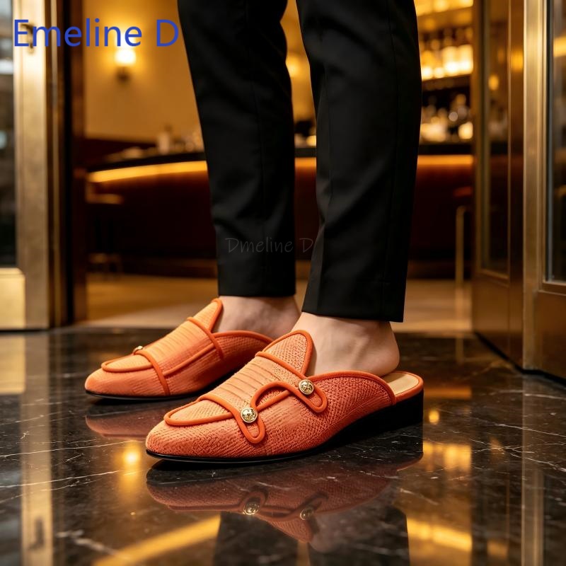 Woven Textile Backless Loafer  - Men Shoes Loafers ulasan dan harga