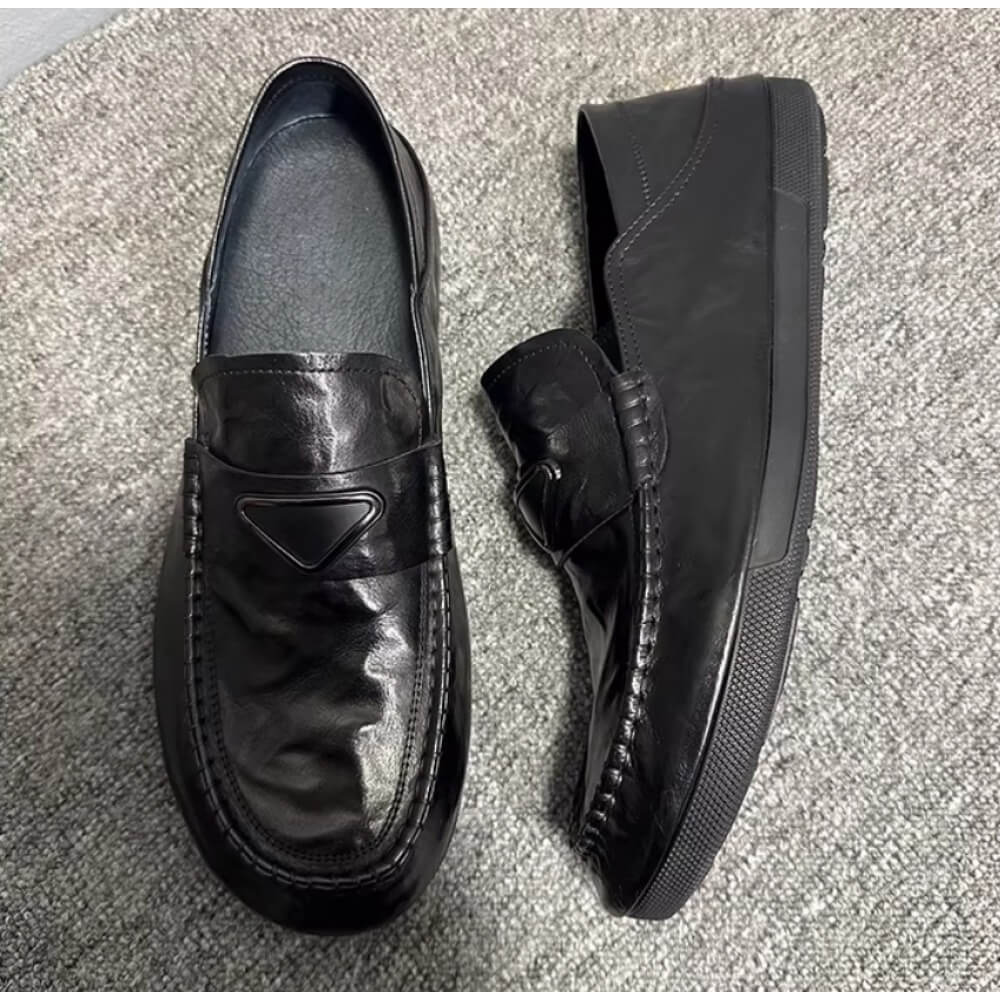 Handcrafted Black Leather Driv - Men'S Shoes Drivers ulasan dan harga