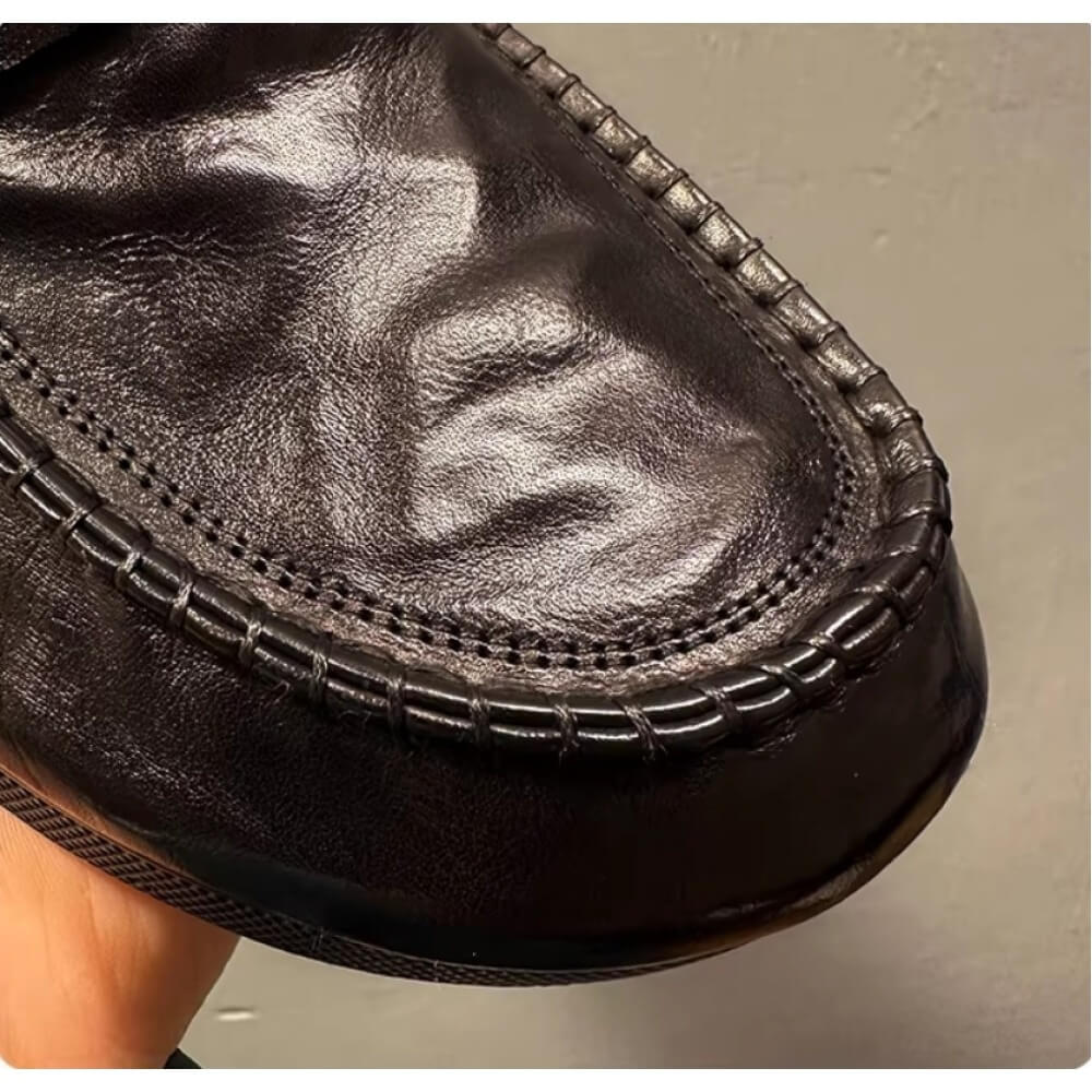 Handcrafted Black Leather Driv - Men'S Shoes Drivers ulasan dan harga