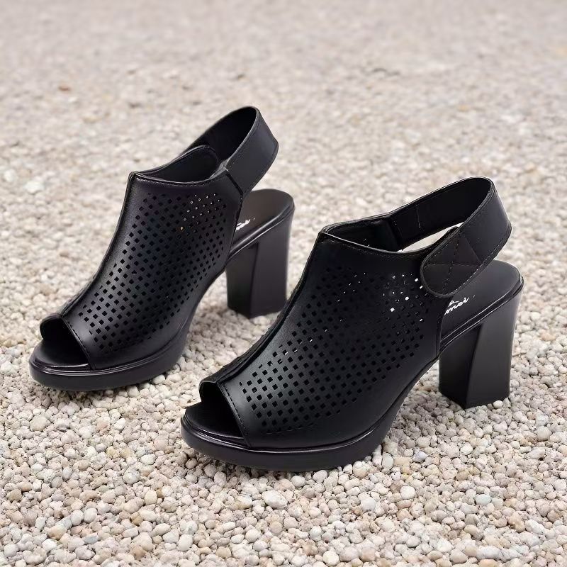 Women Big Size High Heel Peep  - Velcro Strap Sandal ulasan dan harga