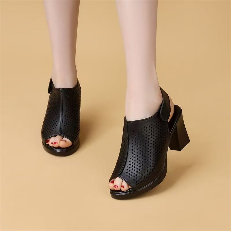 Women Big Size High Heel Peep  - Velcro Strap Sandal ulasan dan harga