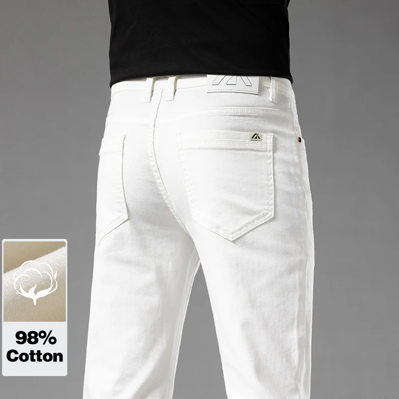 White Summer Men's Slim Jeans  - Men'S Shoes With Jeans ulasan dan harga