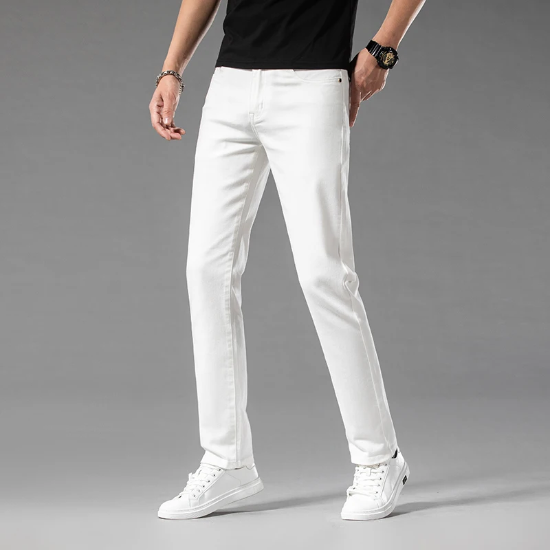 White Summer Men's Slim Jeans  - Men'S Shoes With Jeans ulasan dan harga