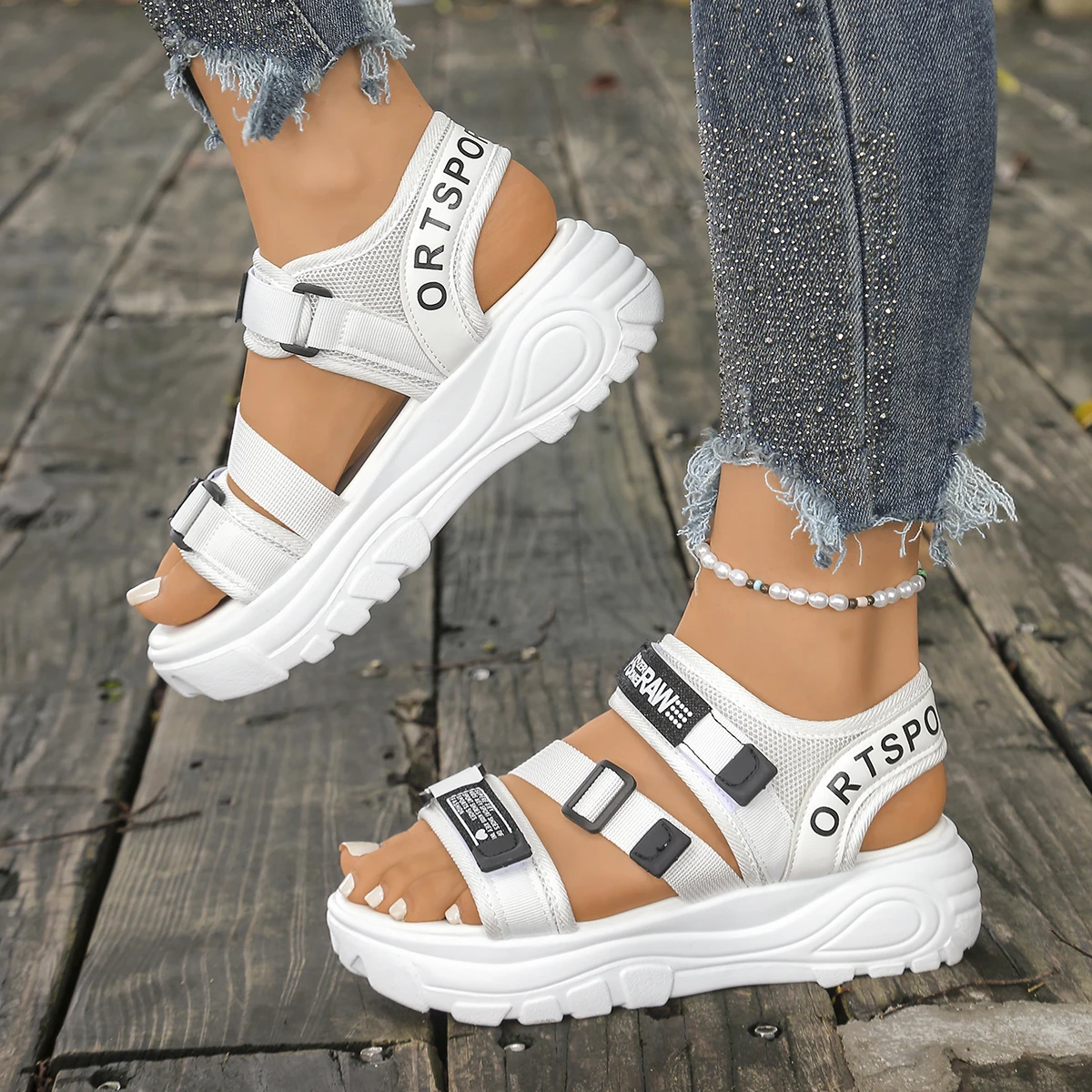 Women Platform Wedge Sandals S - Velcro Strap Sandal ulasan dan harga