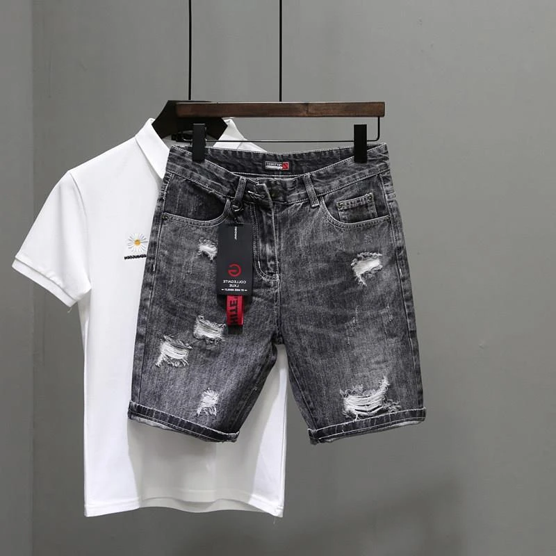 Men's Short Jeans Pants Black  - Men'S Shoes With Jeans ulasan dan harga