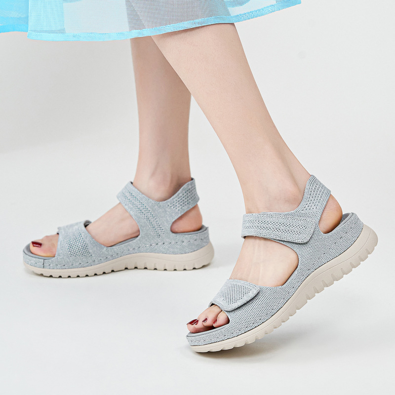 Ladies Knit Mesh Platform Spor - Velcro Strap Sandal ulasan dan harga