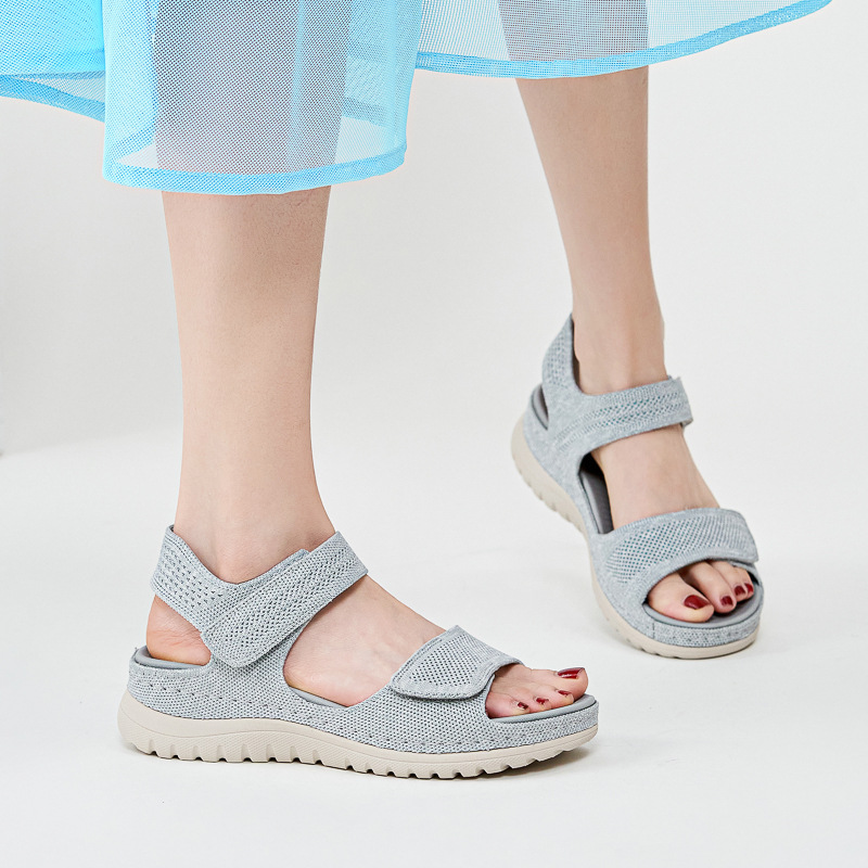 Ladies Knit Mesh Platform Spor - Velcro Strap Sandal ulasan dan harga